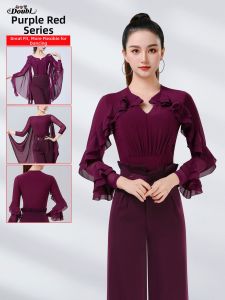 DANBAOLUO | Elegant Purple Red Ballroom Top Long Sleeve