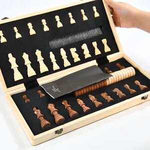 Wooden Chess Board Tournament Size Foldable Chess Board Children Elders and Adults Board Games