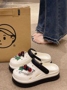 Dép Đế Dày Mùa Hè 2025 Cho Nữ Đế EVA Chống Trượt Đế Ngoài Đế Trong Bằng PU Dép Xăng Đan Dễ Thương Có Hình Quả Mâm Xôi