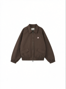 Korean Style High-Content Goose Down Embroidery Flight Jacket Zipper Stand Collar Short Loose