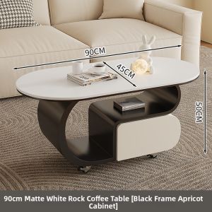 YIYOU | Simple and Elegant Creamy Style Living Room Coffee Table with Casters High-class Design