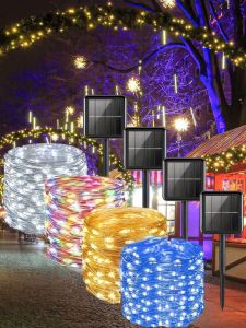 1pc 50/100/200/300LED Solar Fairy Lights Outdoor 8 Modes Copper Wire LED Light StringHolidayPartyGarden Decoration Light