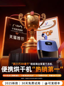 Portable Mini Travel Clothes Dryer Compact Foldable Home Use Ultraviolet Sterilization Heat Pump Dryer Stainless Steel Stand