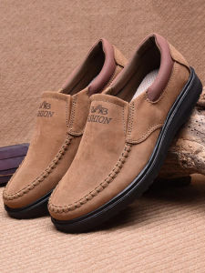 DTHN | รองเท้าผ้าปักสไตล์ปักกิ่งสำหรับผู้ชาย รองเท้าลำลอง พื้นนุ่ม กันลื่น ระบายอากาศได้ดี รองเท้าหนังยางพื้นหนา ไซส์ใหญ่ รองเท้าผ้าสำหรับพ่อ