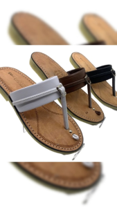 Sandal Tarumpah Pria Kulit Asli Gaya Tradisional Warna Hitam/Krem