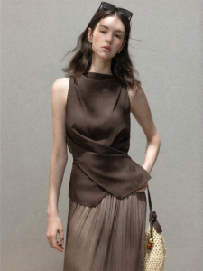 Cantonstory | Slimming Waistline Sleeveless Tank Top Female Dark Coffee