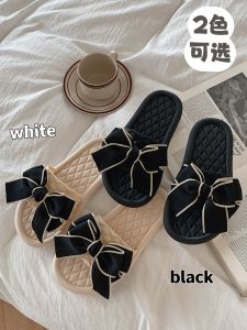 Dép Mùa Hè Nút Bướm Dải Mỏng Dép Mùa Hè Nữ Có Thể Đeo Ngoài Trời Thời Trang Cổ Tích Phong Cách Chống Trơn Trượt Mềm Giày Đi Biển Đáy Bằng