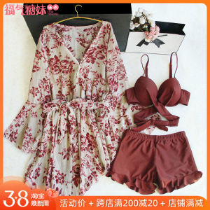 Áo Tắm Cỡ Lớn Bộ Ba Chiếc Gợi Cảm Phong Cách Instagram Hàn Quốc Hai Mảnh Mùa Hè Cho Nữ Áo Choàng Che Bụng Thon Gọn Kín Đáo Áo Tắm Suối Nước Nóng