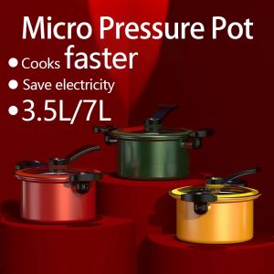IRhea (Upgrade) Micro Pressure Cooker Stewed Soup Pot Wok Non-Stick Pot 3.5L Pressure Cooker