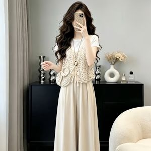 Shalldoer | Summer Lace Hollow Crochet Tank Suit 3 Pieces