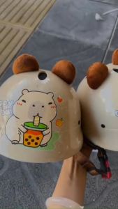 Nón bảo hiểm vành tròn cho bé 3- 8 tuổi có tai siêu cute