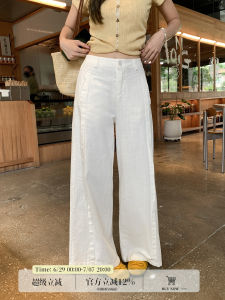 White Flowing Pleated High Waist Straight Pants