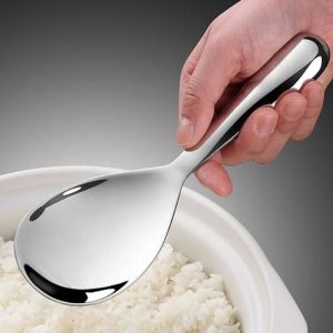 Stainless Steel Rice Spoon Japanese Style Long Handle Thicken Rice Cooker Spatula Buffet Serving Scoop Kitchen Utensils for Home