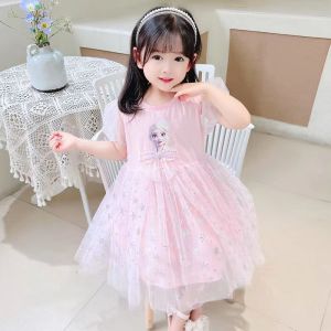 [PRINCESS KESLI] 1-9 Tahun baju Gaun Anak Perempuan katun Rok Puff Dress Romantis Lengan Pendek princess Elsa
