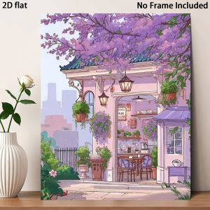 Painting By Numbers Purple Flower Adult Oil Kit DIY Acrylic Paint Canva Artwork Canva Art Gift Home Decoration