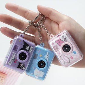 Bandai | Hello Kitty Kuromi Kawaii Keychain Cinnamoroll Melody Key Ring Camera Pochacco Led Lighting Keyring Birthday Girl Birthday Gifts