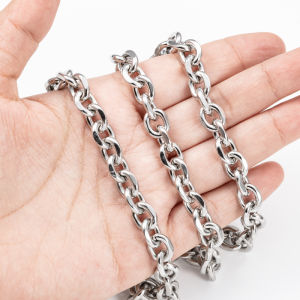 สแตนเลสโซ่ห่วงโซ่รูปไข่หนา9.5มม. เครื่องประดับสร้อยคอแบบทำมืออุปกรณ์เสริมสร้อยข้อมือ