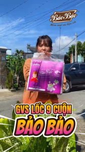 Giấy Vệ Sinh Bảo Bảo 1000g 9 cuộn không lõi màu Tím - dày mịn thấm hút tốt không gây nghẹt toilet