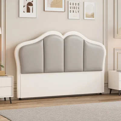 Modern Minimalist Tatami Bed Headboard Soft Full Wrap Leather Thin Stand-Alone Solid Wood Frame Double Size Non-Mounted