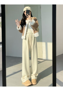 Quần Dài Ống Rộng Cạp Cao Cho Nữ Mùa Xuân Thu Mới Về Quần Ống Đứng Thường Ngày