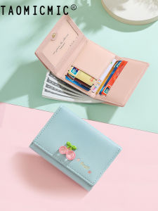 Ví Nữ Mini Siêu Nhẹ Gấp Ba Ngăn Đựng Nhiều Thẻ Dung Tích Lớn Dễ Thương Cho Học Sinh Ví Da PU Mềm Có Khóa Kéo