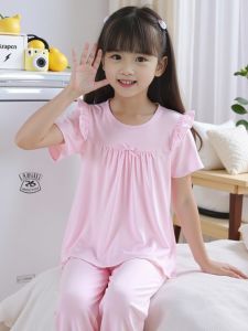 Bộ Đồ Ngủ Mỏng Cho Bé Gái Áo Tay Ngắn Quần Dài Màu Sơ Mi