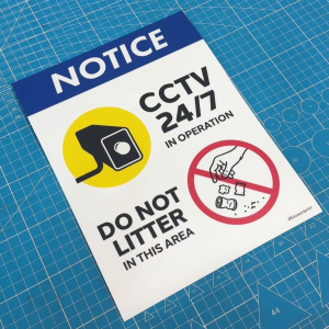 CCTV 24/7 in Operation. Do Not Litter. Dilarang Membuang Sampah. 禁止乱扔垃圾. Sticker Sign Signboard. No throw rubbish trash