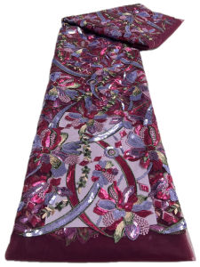 African Sequins Net Fabric High Quality Nigerian French Tulle Mesh Lace Fabric For Sewing Wedding Party Dress