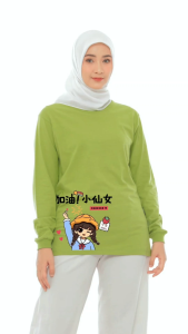 Kaos Lengan Panjang Rib Wanita Bahan Cotton Combed 24s Premium Motif Lucu Baju Atasan Wanita