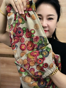 Ice Silk Casual Pants Womens 2024 Summer Thin New Chinese Style Flower Pants Jogger Pants Cool Pants Internet Celebrity Ankle-Length Harem Pants