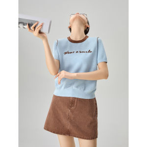 GULILI | Elegant & Luxurious Blue Short Sleeve T-shirt