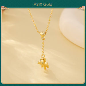 ASIX GOLD 916 gold love balloon bear pendant necklace 18K gold high fashion luxury handmade necklace for women Lucky necklace No allergies Wont blacken Wont peel A great holiday gift