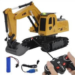 Rechargeable alloy 6CH 1:24 Remote control excavator toy 2.4Ghz Remote control car engineering truck RC Car toys