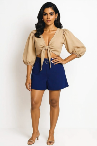 Elegant High-Waist Shorts with Belt for Women
