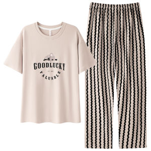 Bộ đồ ngủ nữ MiiOW vải cotton tay ngắn quần dài đơn giản thoải mái