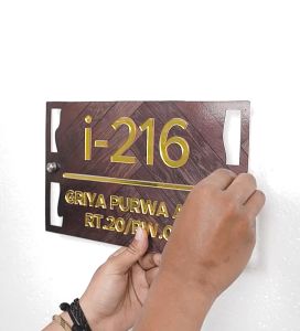 Nomor Rumah Akrilik Modern Murah Lapis Stiker Wooden
