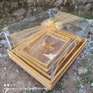 Kotak Hantaran Pernikahan Isi 4 Kotak Seserahan Lengkap Dengan Mika Tutup Siku dan Pita