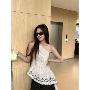 Summer Stripe Sleeveless French Style Top
