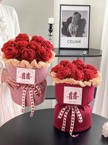 Handcrafted Wedding Bouquet Creative Gift for Bride And Groom Engagement Ceremony Practical Rose Handheld Flower Bouquet
