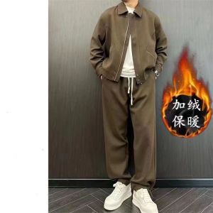 Fall and Winter New Arrival High-End Affordable Luxury Trendy Fashion Cardigan Suit Men High Street Designer Handsome Casual Two-Piece Suit