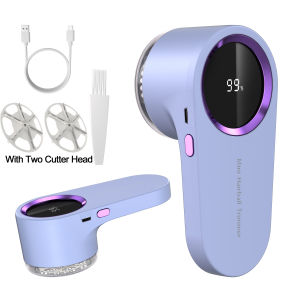 Portable USB Rechargeable Electric Lint Shaver and Fabric Trimmer with Digital Display Includes Two Blades – Ideal for Clothes