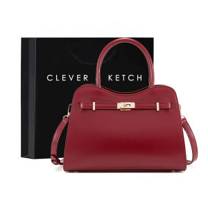 กระเป๋าสะพายไหล่ทรงสี่เหลี่ยมสีแดงสำหรับผู้หญิง Clever&Ketch กระเป๋าสะพายไหล่แบบมีซิปปิดสำหรับใส่ของประจำวัน กระเป๋าสะพายไหล่แบบสะพายข้างสำหรับใส่ไปงานแต่งงาน