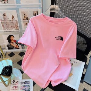 Summer Dopaamine Girls Fashion Pink Pure Cotton Short Sleeve T-shirt Womens Loose Versatile Top 2025 New Style Commute Creative Cartoon