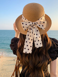 New Foldable Summer Beach Straw Hat Womens Fashionable Sunshade Hat Casual Butterfly Knot Wide Brim Spring Autumn Seasonal
