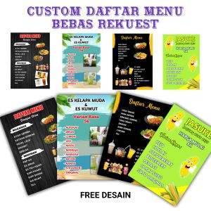 STIKER DAFTAR MENU JUALAN MENU CAFE MENU WARUNG MENU SEBLAK MENU CEMILAN CUSTOM