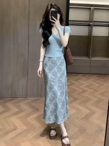 SENWA | Gorgeous Korean Style Summer New Dress Blue Floral Long Dress