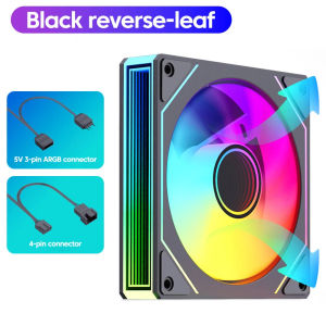 Computer Case 12cm RGB Fan Mute Mirror ARGB+PWM Silent Ventilador CPU Cooler Radiator 45CFM Supplies Reverse Blade Black / White