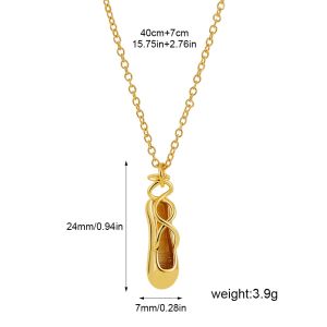 Stainless Steel Ballet Shoe Pendant Metal Chain Necklace for Women Girls Dainty Elegant Dance Shoes Clavicle Choker Jewelry Gift