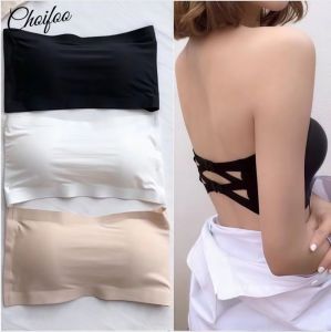 Womens Bra Seamless Thin Ice Silk Bra Strapless Non Slip Bra Underwire Bra Back Bra Korean Version Simple Solid Color Bra Soft And Comfortable Skin Friendly Bra