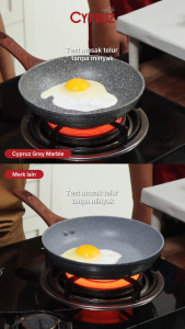 Cypruz Grey Marble Wok Pan / Kuali Anti Lengket + Tutup